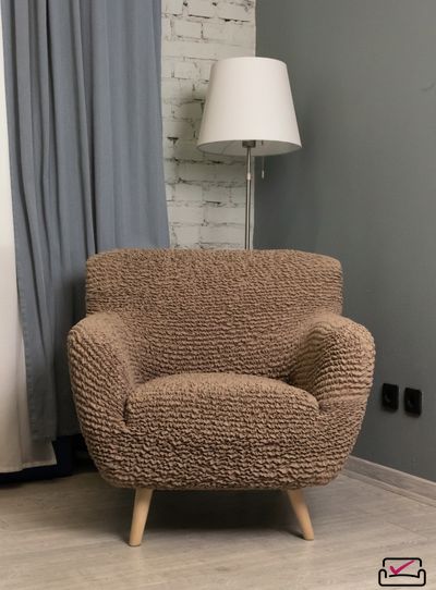 Чехол на кресло Микрофибра Капучино. Защита мягкой мебели от животных.