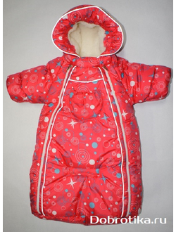 Комбинезон зимний для новорожденного от 0-6 мес "Звездочки", с отверстием для ремня безопасности автокресла, арт. 2321зв