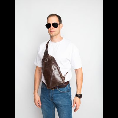 Кожаный кросс-боди рюкзак Crespino brown (арт. 
3106-52)