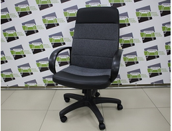 Кресло Кр58 ТГ ПЛАСТ С1(ткань серая)/ЭКО1 (экокожа черная)