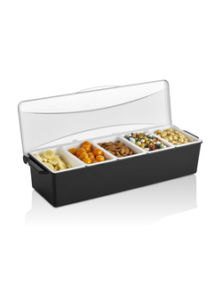 Контейнер для фруктов, специй и соусов 5 отд. по 0,45 л. черный, пластик. /1/