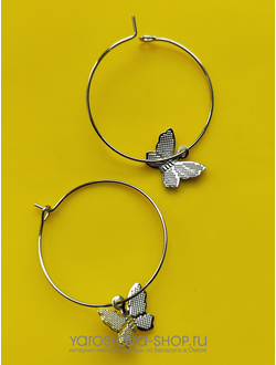 Модель: АЛ-262. Серьги-кольца с бабочкой.