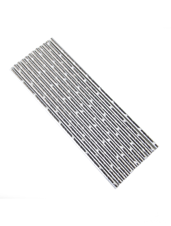 ТРУБОЧКИ ДЛЯ КОКТЕЙЛЕЙ, белые звезды, серебро, МЕТАЛЛИК 12 ШТ