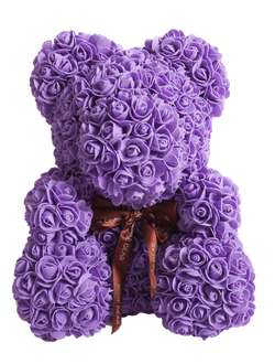 Мишка из фиолетовых роз 40 см