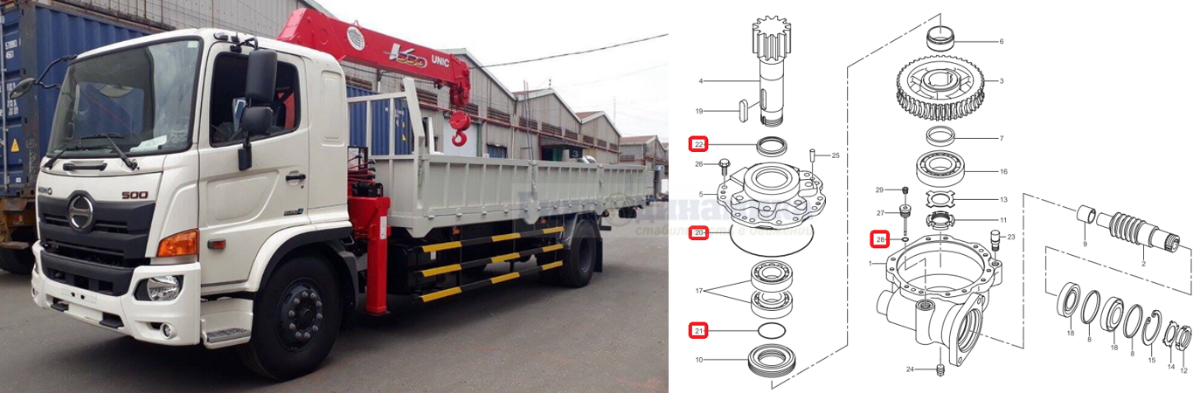Кран-манипуляторная установка&nbsp;UNIC&nbsp;URV550 с поворотным редуктором
