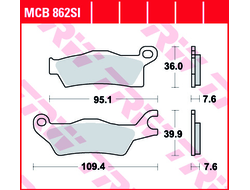 Тормозные колодки TRW MCB862SI (FA618) для BRP Can-Am G2 Outlander/Renegade (передние левые) (705601015, 715900248)