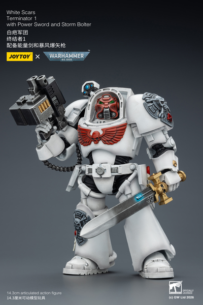 Терминатор Белых Шрамов (Warhammer 40K) - КОЛЛЕКЦИОННАЯ ФИГУРКА 1/18 White Scars Terminator with Power Sword and Storm Bolter (JT03189) - JOYTOY