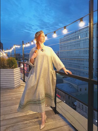 Платье ткачество "Болотное"