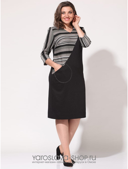 Модель: 2111. Платье прямого силуэта с V-образным вырезом.