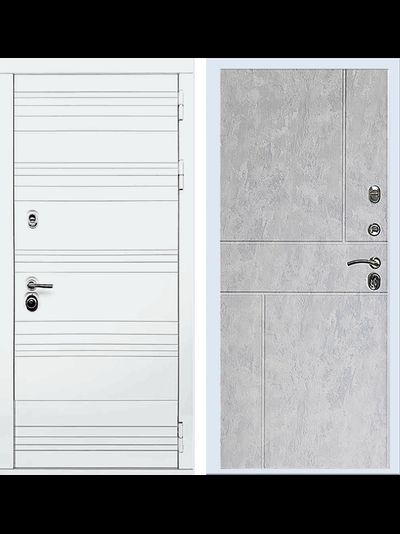 Белая дверь Rx14 с панелью ФЛ 290 бетон светлый