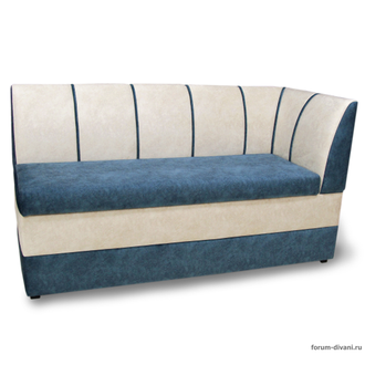 Кухонный ДИВАН "ФОРУМ-8" с боковой спинкой, Синий/Слоновая кость Правый