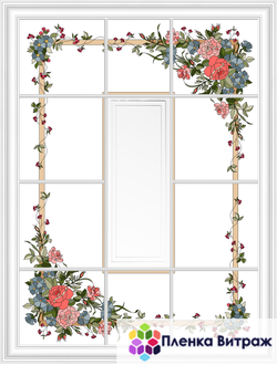 Пленка самоклеющаяся на потолок , витражная пленка, пленочный витраж с цветами