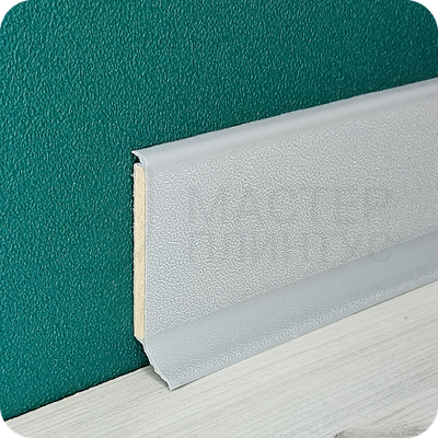 Напольный плинтус с мягким краем Dollken S100, высота 100 мм. толщина 5 мм. цвет светло-серый