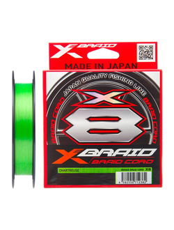 Шнур YGK X-Braid Braid Cord X8 150m Chartreuse #2.5, 0.265мм, 45lb, 20.3кг