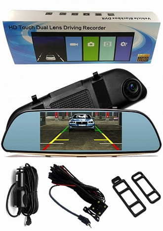 Зеркало видеорегистратор HD TOUCH DUAL LENS DRIVING RECORDER с камерой ...