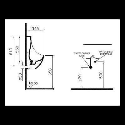 Писсуар Vitra Arkitekt с ИК-датчиком, сеть, 4106B003-5598