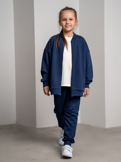 Бомбер на молнии синий