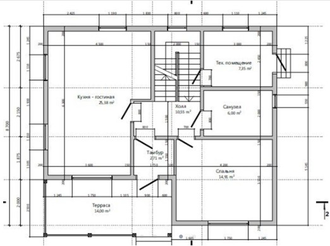 Одноэтажный каркасный дом с мансардой с тремя спальнями 130м² (SK75)