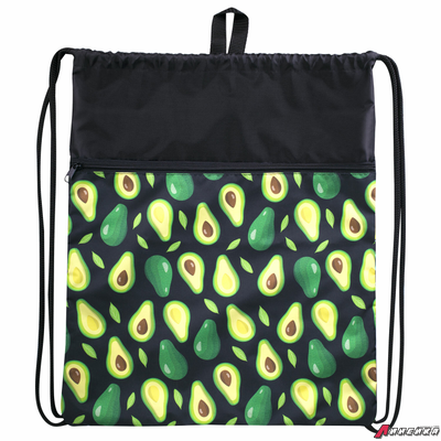 Мешок для обуви BRAUBERG БОЛЬШОЙ, с ручкой, карман на молнии, сетка, 51×41 см, «Avocado». 271058