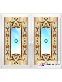 Витражная пленка, витражная пленка самоклеющаяся,пленочный витраж с классическим рисунком прозрачная