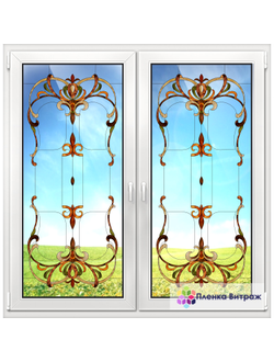 Витражная пленка, витражная пленка самоклеющаяся, пленочный витраж с классическим рисунком