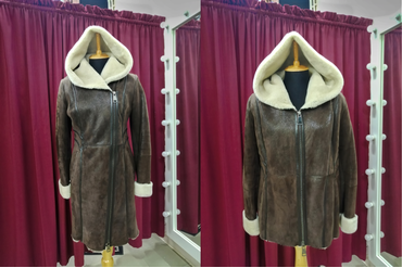 Переделка дубленки. Укоротили, увеличили в размере за счет перемещения молнии в центр.