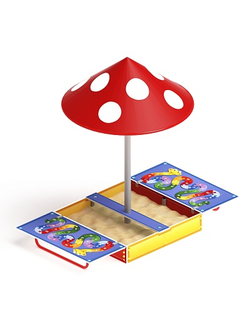 Песочница (Азбука) ИО 5.01.10-01 с крышкой и грибком средняя