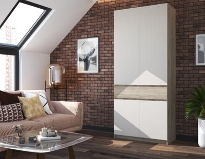 Бостон Шкаф ШК-001 ЛДСП Дуб крафт серый/Кашемир