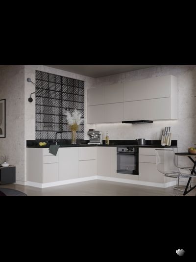 Эстетик модульная кухня с фасадами из пластика/акрилита разные цвета