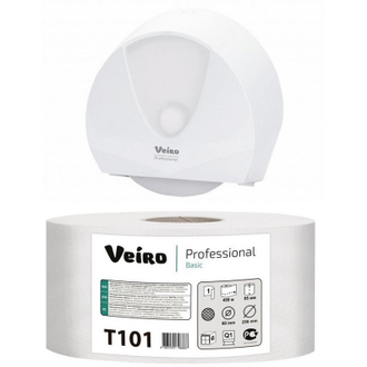 Бумага туалетная для диспенсера Veiro Q1 Basic 1сл бел втор втул 450м 6рул/уп. T101
