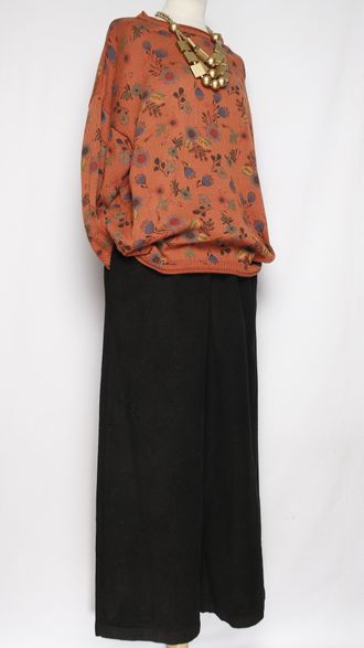 Брюки Бохо "ПАЛАЦЦО КРУПНЫЙ ВЕЛЬВЕТ"  черные до р.56