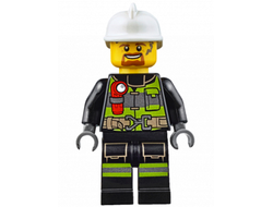 Fire - Reflective Stripes with Utility Belt and Flashlight, White Fire Helmet, Dark Orange Moustache and Goatee, Soot Marks, n/a (cty0669)