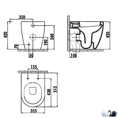 Чаша унитаза Creavit Free FE350.000 напольная приставная, с функцией биде. Скрытые крепления