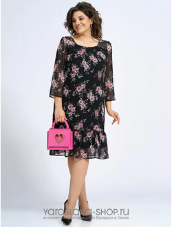 Модель: 2148.Шифоновое женское платье с принтом "розы"