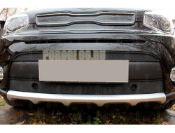 Защита радиатора Kia Soul 2017-2019 (2 части) black с парктроником