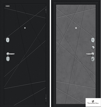 Дверь входная Граффити 5 Букле черное / Slate ArtArt (бетон темный)