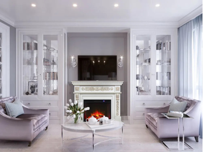 камин Estella WT с очагом Evrika 25.5 LED