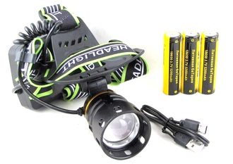 Фонарь налобный LED HT-220-TG, 3 аккум. (холодный + тёплый)