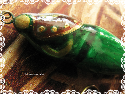 Серьги с имитацией малахита "Прия - дитя весны" (серьги-капли в восточном стиле)