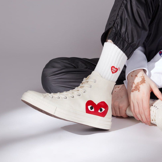 Кеды Converse Play Comme Des Garcons белые высокие