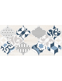 Настенная плитка декор1 Мореска 1641-8629 20х40 синяя