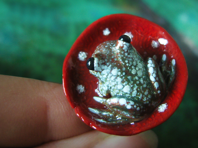 Сказочное кольцо с лягушкой и мухомором "Жду принца!"