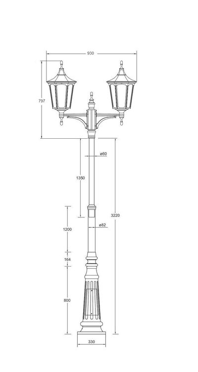 Парковый светильник серии  ALBORG 2L (4,0м)