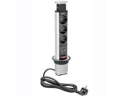 Удлинитель для офиса D60+2xUSB  серый AE-BPW3S60U-80 с проводом 1,5 метра GTV *