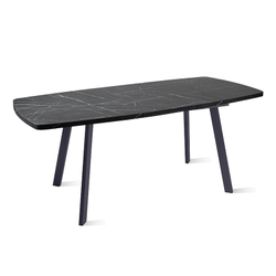 ПРОВАНС.1 Стол обеденный раздвижной, 1350/1750х800х32мм, Пластик Мрамор черный опора 12.1 черная