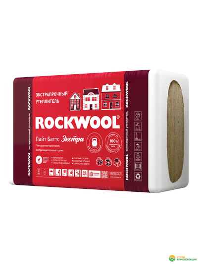 Утеплитель ROCKWOOL ЛАЙТ БАТТС ЭКСТРА 1000х600х50 мм (8 шт; 0,24 куб.м.)