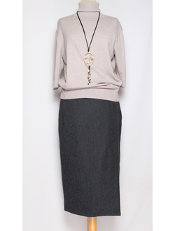 ЮБКА КЛАССИКА "СРЕДНЯЯ ПРЯМАЯ" серая меланж р.46