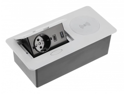 Удлинитель врезной AVARO PLUS  (Schuko), 2xUSB A+C, индукционная зарядка 5W, cерый, AE-PB1SAVAP-53 с проводом 1,5 метра GTV *