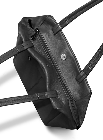 (АРТИКУЛ: 10007/8) СУМКА ЖЕНСКАЯ СРЕДНЕГО РАЗМЕРА, НАТУРАЛЬНАЯ КОЖА, ЧЕРНАЯ, СПЕРЕДИ  КАРМАН, РУЧКИ ЧЕРЕЗ ПЛЕЧО