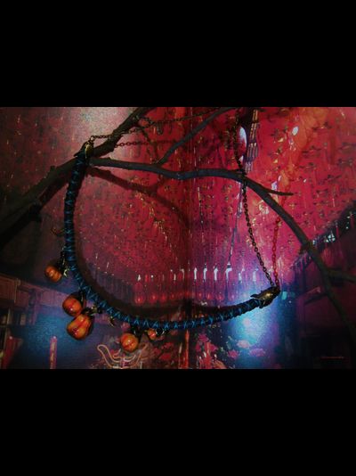 "Время Самайна", комплект украшений (серьги и колье) с тыквами к Хэллоуину